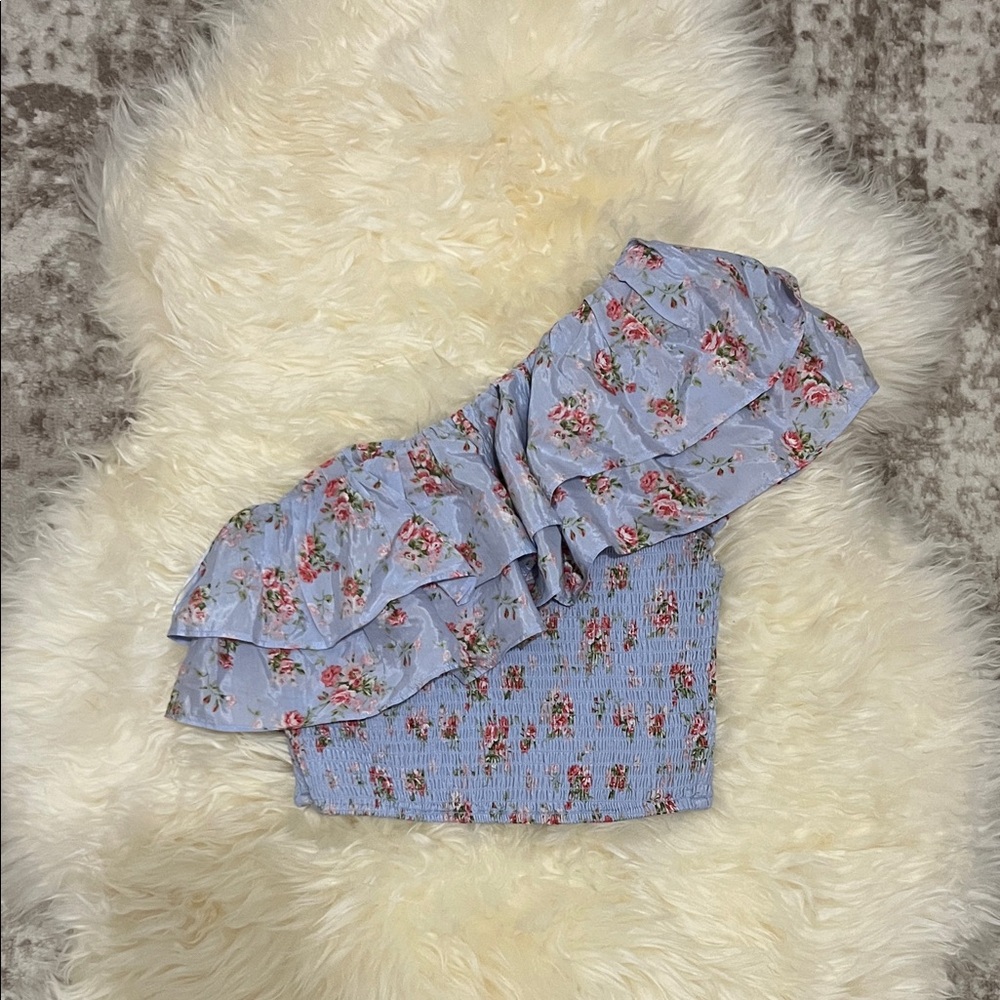 Abercrombie & Fitch Blue Floral Crop Top
